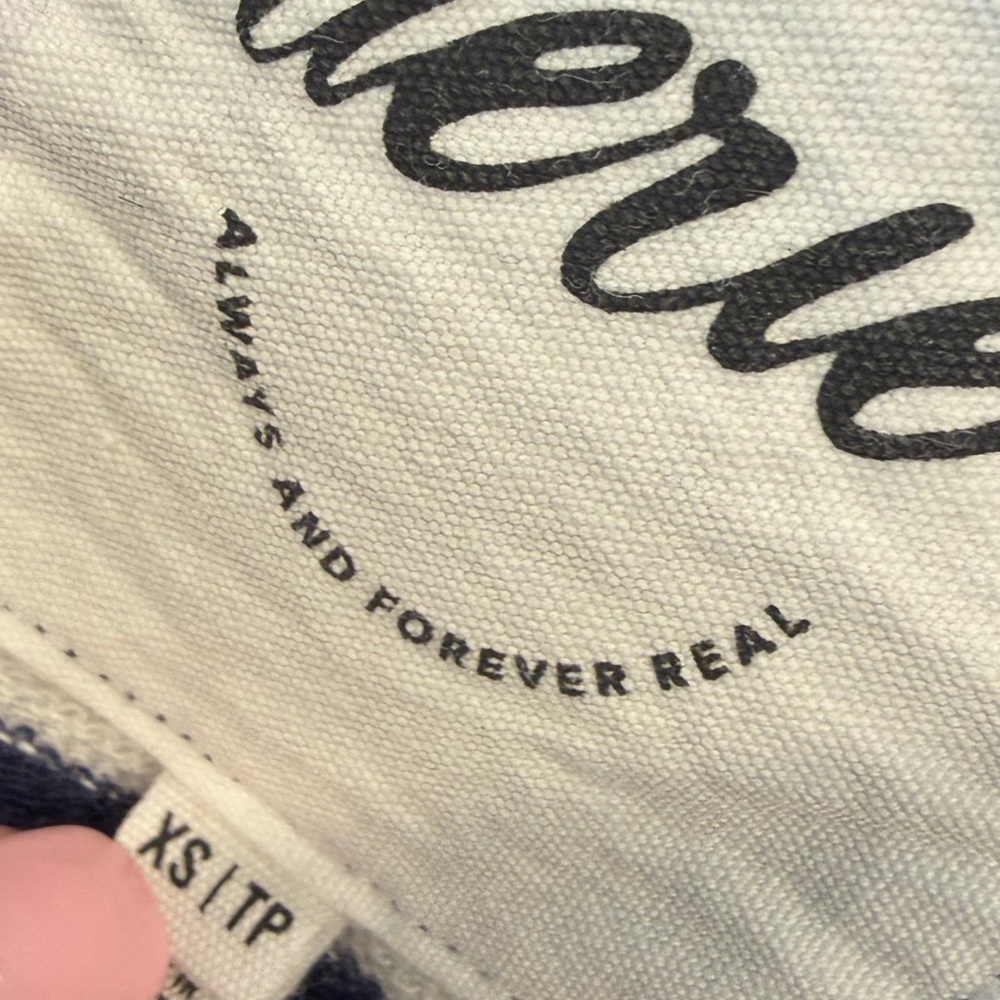 Aerie East West Crew Sweatshirt Navy & White Stripe XS - Picture 5 of 5